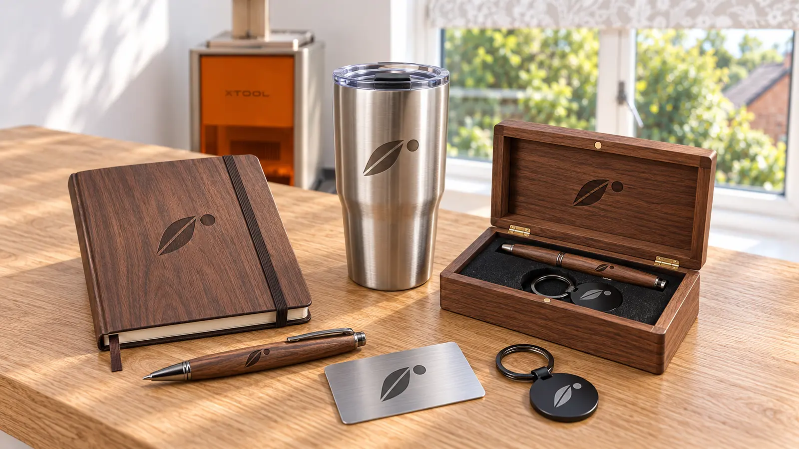 Branded corporate gifts with laser-engraved logos