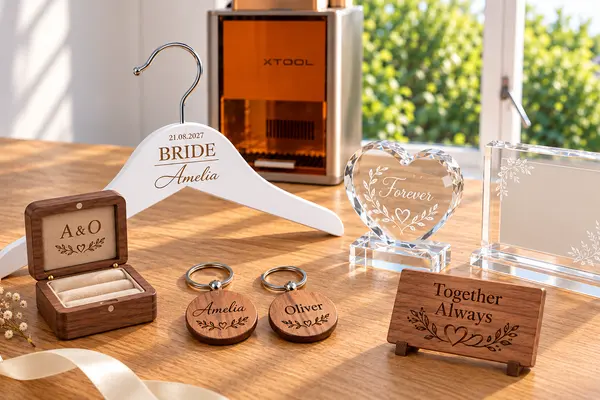 Finished wedding keepsake items engraved by Laser & Craft